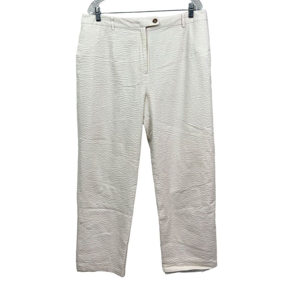 Pendleton Womens Pants Polka Dot Straight Leg  Pockets Lined Cream White Sz 16W*